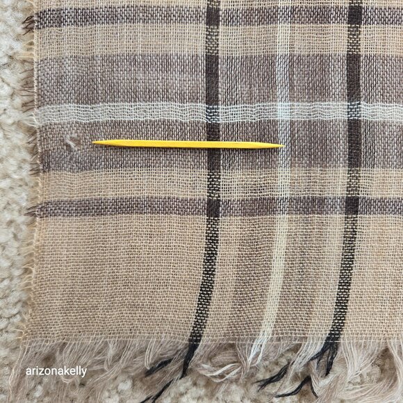Wool Lightweight Tan Plaid Scarf - Picture 3 of 14